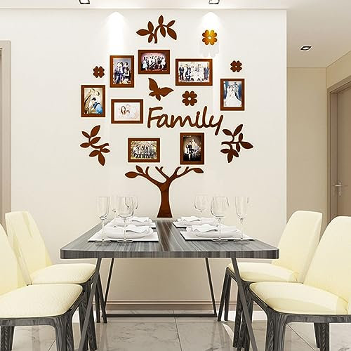 Stammbaum Wandtattoo 3D Acryl DIY Fotorahmen Wandaufkleber Wandbild für Wohnzimmer Sofa TV Kunst Wand Hintergrund