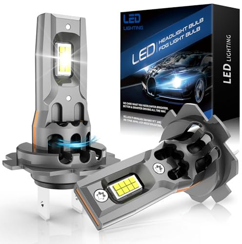 JOSHF Lampadina H7 Led Faro per Auto e Moto con Ventola Silenziosa, CSP 110W 26000LM +600% LM 6500K Bianco, Ricambio Lampadina Alogena-1:1 Mini Led H7, DC12V (2 Lampadine)