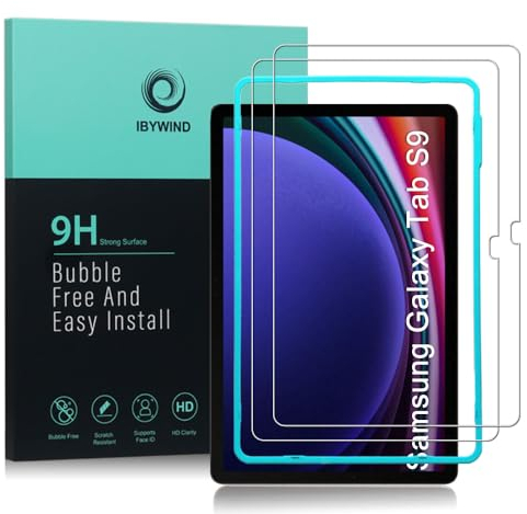 Ibywind Protector de Pantalla para Samsung Galaxy Tab S9/Tab S10 FE/Tab S10 Lite,2 Piezas Dureza 9H Cristal Templado,Fácil de Instalar,Compatible Detector Huellas,Anti Arañazos,Sin Burbujas
