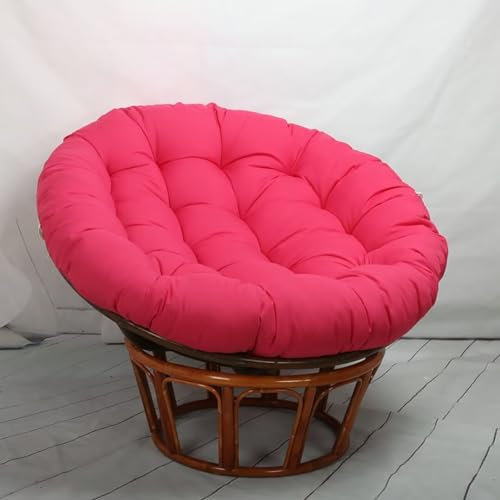 Hovoto Coussin pour fauteuil papasan, rond, épais, confortable et doux, pour fauteuil de jardin, fauteuil pivotant, fauteuil en panier, chaise de balcon, rose rouge, 110 x 110 cm