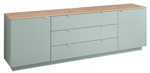 Lomadox TV-Sideboard Fernsehschrank grün mit Artisan Eiche, Breite 240 cm, modern