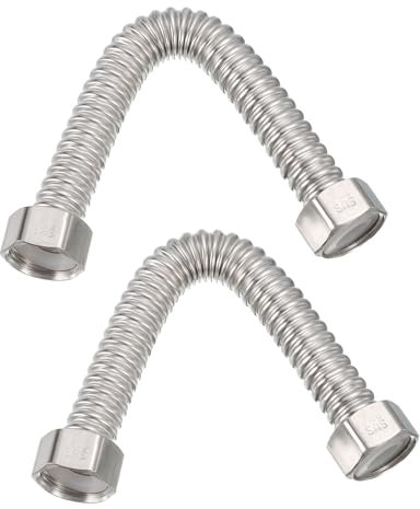 PATIKIL G1/2 x 7,87 Pouces Tuyau Flexible de Chauffe-Eau d'Acier Inoxydable, 2 Pcs Tuyau de Connecteur de Chauffe-Eau Ondulé Durable, pour Raccord de Conduites d'Eau