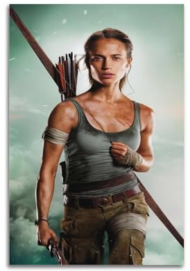 Terp Lara Croft Poster, Wandkunst, Poster, Geschenk für Freunde, Schlafzimmer, Wohnzimmer, Dekoration, modern, ästhetisch, ungerahmt, 30 x 45 cm