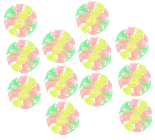 DIKACA 12st Cricket Sticky Ball Mit Saugfunktion Mehrfarbiger Saugnapf Lustige Hüpfbälle Hüpfen Saugnapfkugeln Stock Werfen Spaß Beim Saugen Leuchtend PVC Aufkleber Ball Kind