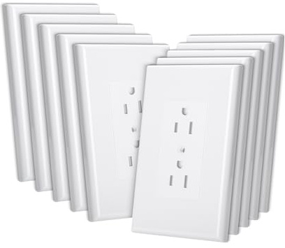 Bates- 1-Gang Duplex Wall Plate, 3.18x 4.98, 10 Pack White