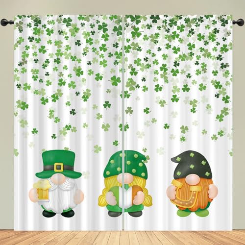 DOTOOMA Fenstervorhang St. Patrick's Day, 203 x 213 cm, Motiv: Glückskleeblatt, Frühling, klassischer Druck, botanische Vorhänge, Wohnzimmer, Schlafzimmer, Dekoration, Fenster, dekorative Vorhänge, 2
