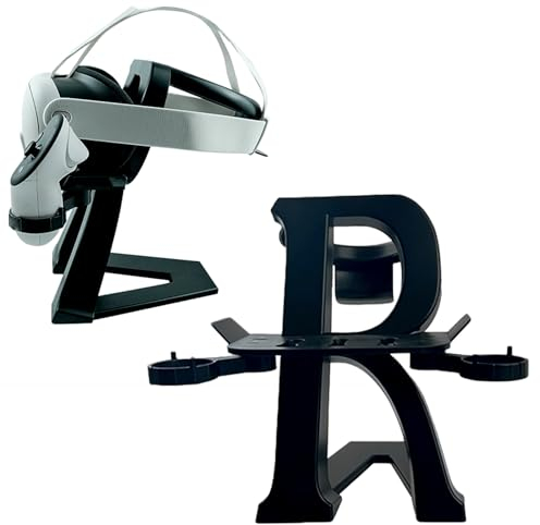 NUHFUFA VR Devices Desktop-Aufbewahrungsständer für Quest 3/2/Pro/Pico 4/Valve Index, VR-Headset-Controller, integrierte Display-Halterung (schwarz)
