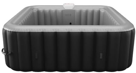 Vente-unique - Spa Gonflable carré 6 Places - L185 x P185 x H65 cm - 140 Buses d'air - Noir et Gris - B-Cosy II