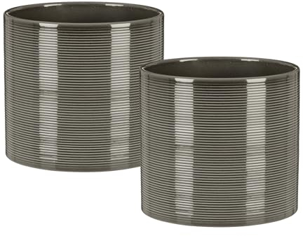 Scheurich Blumentopf 2er Set aus Keramik, Farbe: Glass Grey, 16 cm Durchmesser, 15 cm hoch, 2,6 l Vol.