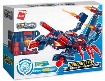 QMAN 41218 - Würfelbaustein-Set Roter Skorpion mit scharfen Klauen - Kreatives Bauset für Kinder ab 6 Jahren, Tragbares Design, Kompatibel mit Anderen Marken