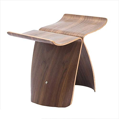 Fußschemel Kreative Kleine Bank Niedriger Hocker Wohnzimmer Stuhl Schmetterling Hocker Holz Hocker Ändern Schuh Bank Bugholz Multifunktions Haushalt Kreative Hocker, Nussbaum, 44 * 31 * 40 c