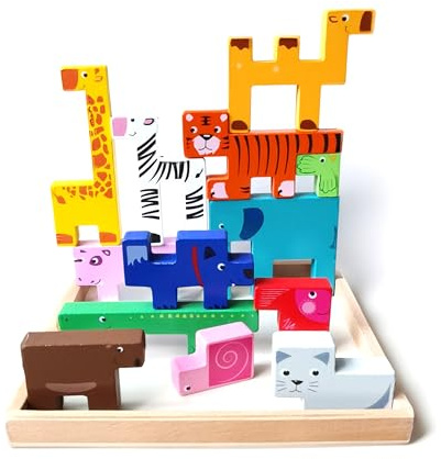 BEACENOV Montessori Wooden Animal Jigsaw Puzzle Toy for Toddler,Montessori Educational Toy for Baby Boy or Girl Gift,Cute Animal Block Puzzles for Kids,Wooden Jigsaw Puzzles for Toddler 2 3 4 Year Old