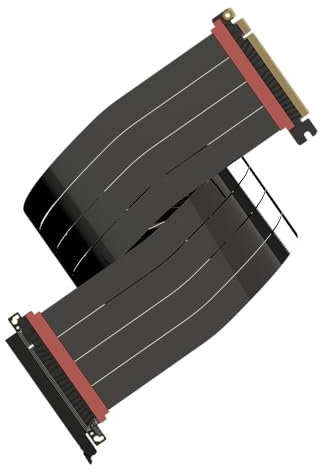 LINKUP - AVA5 PCIE 5.0 Riser-Kabel [80cm (Gesamtlänge 84cm)] RTX5090 RX9070 GPU Bereit | x16 128GB/s Geschwindigkeit | PCIe 4.0 & WRX80/WRX90E Kompatibel | Gerade, Schwarz