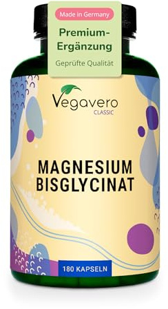 Magnesio Bisglicinato | 400 mg di Magnesium Puro Elementare | Forma Chelata Biodisponibile | Contro Stanchezza e Affaticamento | Certificato in Laboratorio | Vegavero