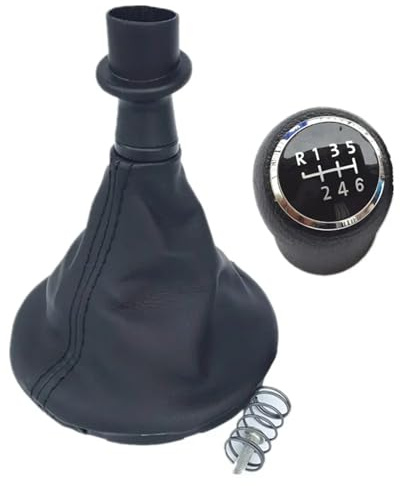 Auto Schaltknauf Für VW Für Transporter Für Multivan Für Caravelle T5 2003-2010 Auto 6 Gang Schalthebel Schaltknauf Ledermanschette Schaltknauf(Black 6 Speed)
