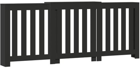 vidaXL Heizkörperverkleidung, Heizungsverkleidung Modernes Latten-Design, Heizkörperabdeckung für Wohnzimmer, Heizungsabdeckung, Schwarz 205x21,5x83,5cm Holzwerkstoff