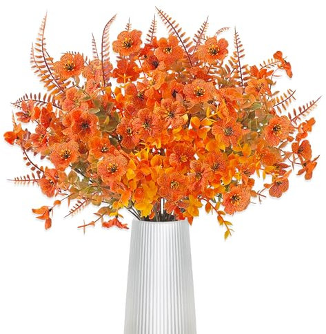 SHEPIN 6 paquetes de flores artificiales de otoño para decoración de otoño, flores artificiales de eucalipto, flores de otoño, decoración de otoño, flores artificiales y helecho Boston para interior y