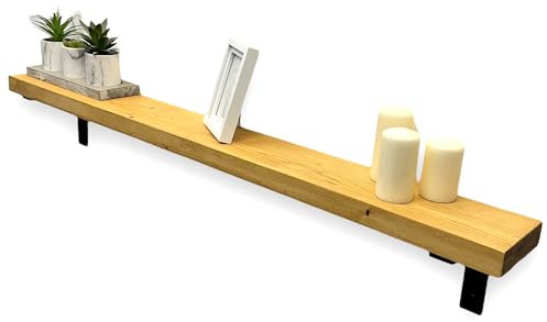 MKGT Handmade Solid Wood Radiator Shelf with Brackets | Rustic Slim Wall Shelf for Hallway Storage | Wooden Shelving (Rustic Pine, 60 cm)