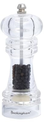 Buckingham 30903 Premium Acrylic Mill Durable Ceramic Spices Adjustable Salt and Pepper Grinders Mechanism, Transparent