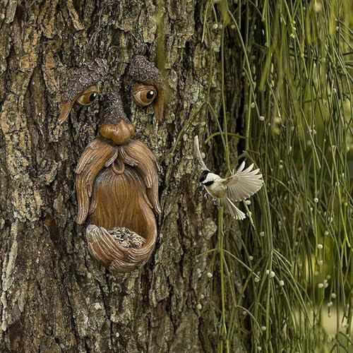 Einzigartige Vogelfutterstation für drinnen und draußen, lustige Baumskulptur, Baumumarmung, Hofkunst und Gartendekoration