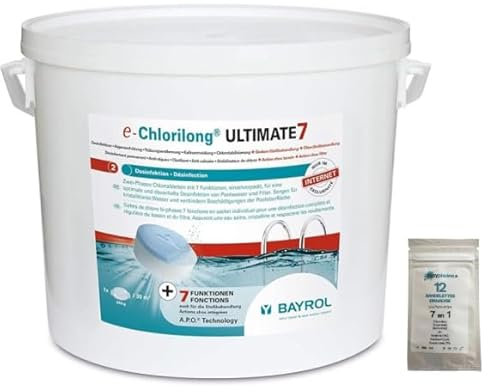 Chlore Multifonctions Bayrol e-Chlorilong Ultimate 7-10,2 kg + 12 Tests easyPiscine OFFERTS 7 en 1