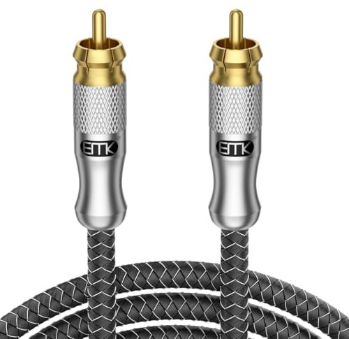 EMK Cable RCA Cable Subwoofer Cables Audio Coaxial Rca a Cinch Chapado en oro Macho a SPDIF (doble blindaje, punta dividida) Cables SUBWOOFER RCA para altavoces, barra de sonido, TV, DVD, AMP (2 m)