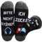 Gaming Lustige Socken Herren mit Sprüchen, Personalisierte Geschenke für Männer, Geburtstagsgeschenk Männergeschenke, Partner Jahrestag Geschenk für Ihn, Socks Geschenk für Freund Gamer Pärchen