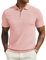 COOFANDY Homme Tricoter Polo T Shirt Été Fermeture Éclair Polo Homme Manches Courtes Extensible en Tricot Golf T Shirts Rose L