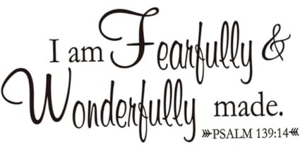 Uonlytech Wandtattoo Psalm 139:14 Vinyl Wandaufkleber Abnehmbar Wasserdicht Für Glatte Flächen 22.44X10.24In Inspirierende Bibel-Vers-Wandkunst Schlafzimmer Wohnzimmer Dekor