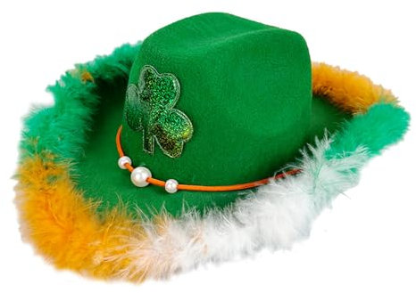 Wayfadacc Hut Irischer Hut Hut gefiederte Krempe Irish Day Kostüm Glinting Irish With