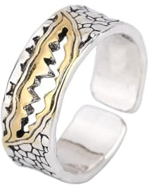 Auriselle Herrenring Verstellbar Teufelszahn Vintage Wikinger Retro Offener Ring Daumenring Gothic Punk Schmuck Geschenke für Männer Jungen Vater