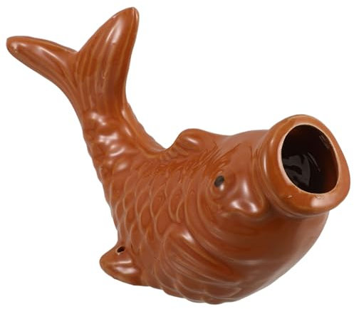 TOYANDONA Fontaine à Poissons Céramique avec Bec Verseur pour Bassin Cascade Ou Décoration De Jardin Sculpture De Poisson Réaliste