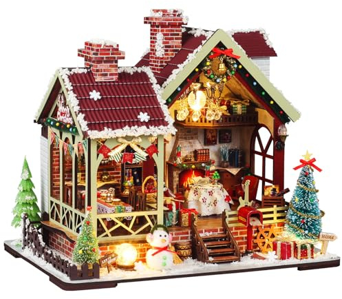Lycidae Weihnachten Miniatur Haus, DIY Miniature House Weihnachtsdekoration kreatives Geschenk für Erwachsene und Teenager (Christmas Cottage)