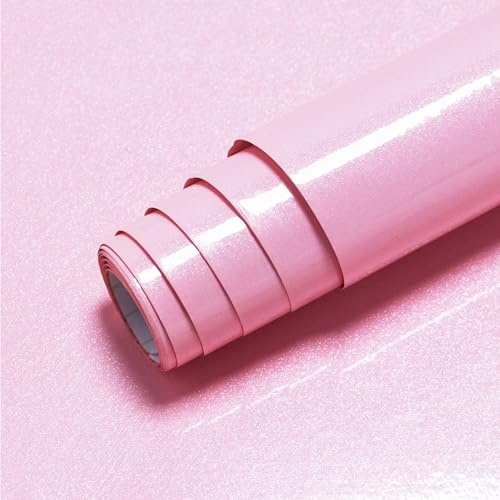 Fiula Pink Peel and Stick Wallpaper, Self Adhesive Vinyl Wrap for Furniture, Kitchen & Bathroom Covering, 40cm x 3m Roll, Waterproof Contact Paper