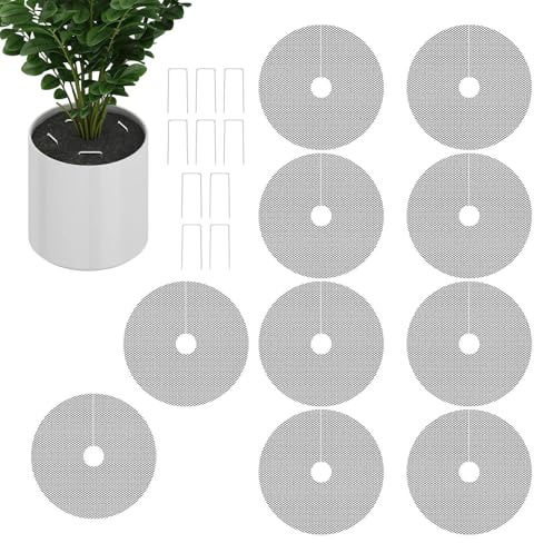 Quorvex Blumentopf-Abdeckungen,10 Stück Gitter Netz | Mit 10 Stäben Runder Innenbereich Pflanzenschutz Vor Katzen | Für Innen- Und Außeneinsatz Im Garten Gegen Graben Von Katzen Hunden Eichhörnchen