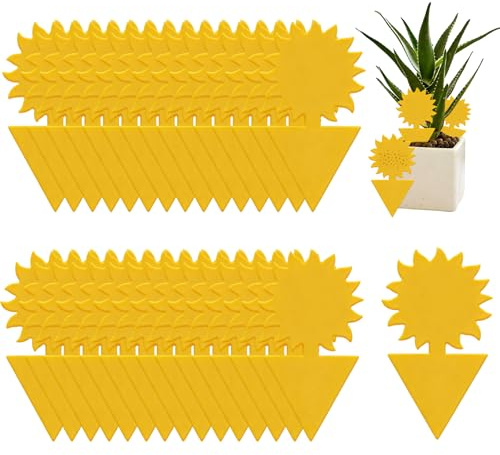60 Stück Gelbsticker für Insekten, 130x80mm Doppelseitig Hochklebrig, UV-beständig & Wasserdicht, Fruchtfliegen Trauermücken Blattlausfallen für Garten Gewächshaus Zimmerpflanzen
