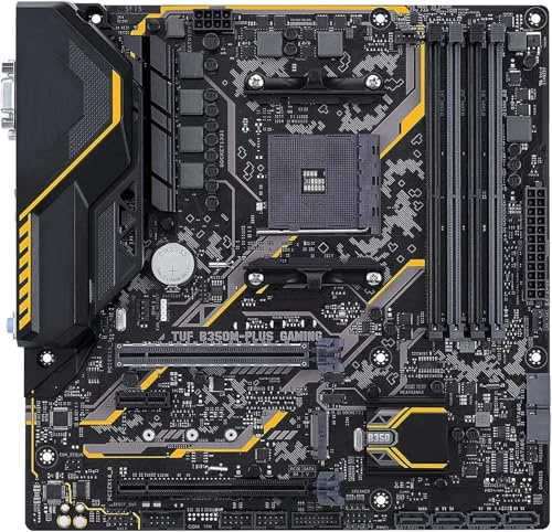 Carte mère Fit for ASUS TUF B350M-PLUS Gaming AMD B350 AM4 Compatible avec Les processeurs Ryzen 5, 5600X, 5500, 7, 5800X3D et 5700X, DDR4, M.2, HDMI, Format Micro ATX
