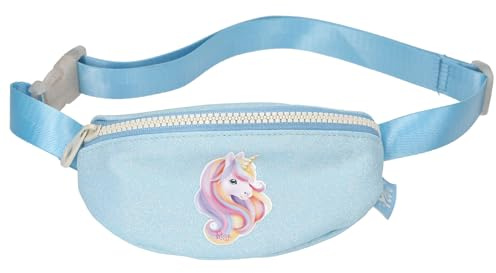 Depesche 14037 Ylvi Sugar Pop - Kleine Crossbag in Hellblau, mit Einhorn Motiv und Glitzer, Umhängetasche mit längenverstellbarem Tragegurt