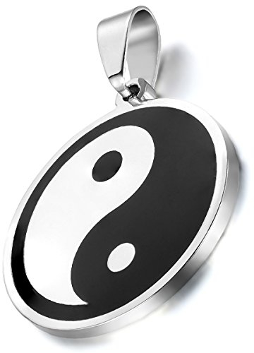 cupimatch Vintage Tribal Unisex Herren Edelstahl Chinese Symbol Taiji Yin Yang Halskette mit Anhänger 55,9 cm Kette