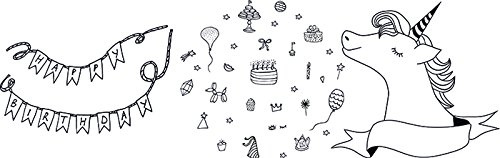 SECURIT - Girl 's Geburtstag Thema Fenster Schablonen inkl. Kreide Marker | Kreidemarker enthalten - Wiederverwendbar - Für DIY-Dekoration