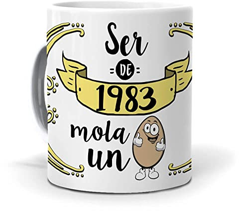 Taza de Regalo | Ser de 1983 Mola un Huevo | Tazas Originales de Regalar | Tazas de Café y Té Graciosas | Detalle Original para Cumpleaños | Frases Divertidas | Regalos Sorpresas | Capacidad 350 ML