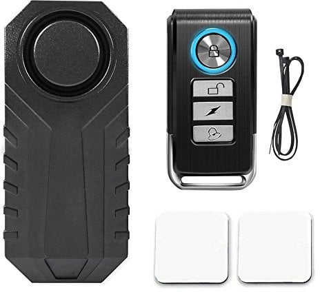 Anti Theft Burglar Bike Alarm with Remote Waterproof Vibration Triggered 113dB Wireless Anti-Theft Vibration Motorcycle Bicycle Alarm Waterproof Security Bike Alarm with Remote E-Bike Scooter Cart