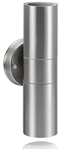 Auraglow Stainless Steel Double Up & Down Outdoor Wall Light (Fitting Only) | IP44 tempered glass, rust resistant body, twin beam glow, bulbs not included, for porch, garage and front door
