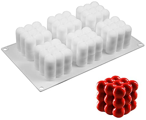DUBENS Mousse-Kuchenform, Silikon Backform/Muffinform für Muffins, Cupcakes, Kuchen, Pudding, Eiswürfel und Gelee, Brotbackform, 3D Backformen DIY Mold (Zauberwürfel)