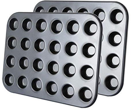 Kingrol 24 Cup Nonstick Carbon Steel Mini Muffin and Cupcake Pan - 2 Pack