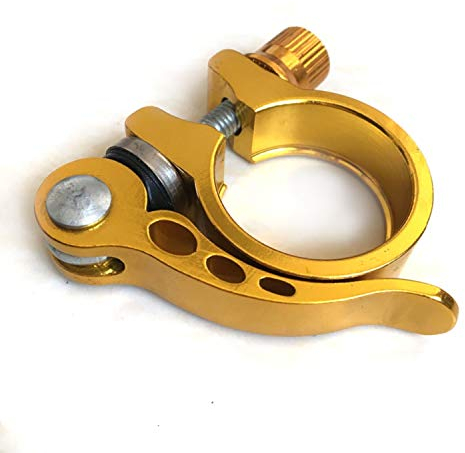 zanasta Fahrrad Sattelklemme Schnellspanner für Sattelstütze, Schnellverschluss Klemme (Aluminium) 34,9 mm, Gold