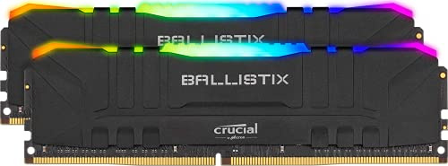 Crucial Ballistix BL2K16G36C16U4BL RGB, 3600 MHz, DDR4, DRAM, Memoria Gaming Kit per Computer Fissi, 32GB (16GBx2), CL16, Nero