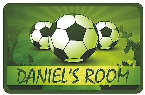 3 Footballs Kids Bedroom Door Sign Personalised For You - Any Name! Door Plaque,Girls/Boys,Nursery,Decor,Kids Room,Football
