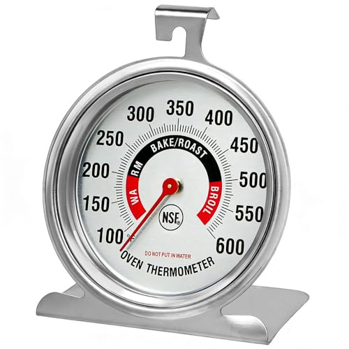 Efeng Large 3.5 Oven Thermometer for Gas/Electric Oven with Large Hanger&Base,Safety Leave-in Oven,Easy to Read Number,No Fading Color for Long time Cooking
