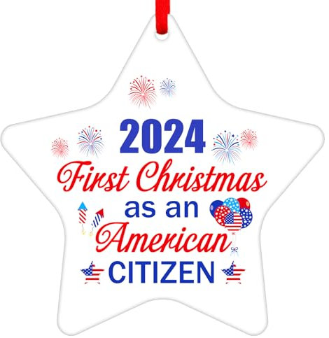 WaaHome Christbaumschmuck mit Aufschrift First Christmas As an American Citizen 2020